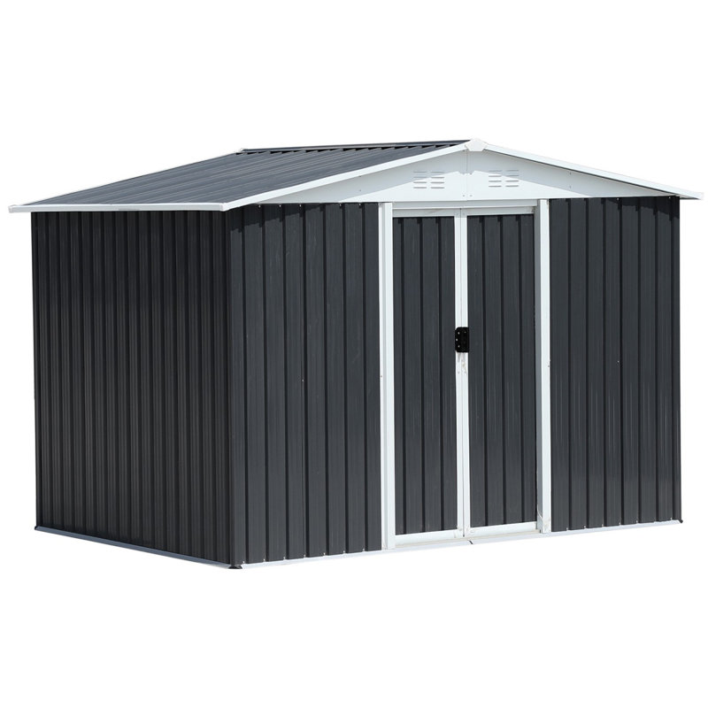 8 pi L 6 pi. D Remise à cadre en alliage d'aluminium avec porte coulissante pour toit de jardin Apex en gris foncé (45 pieds carrés)