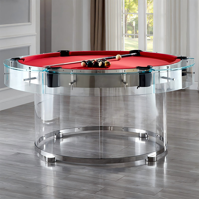 Premium Tempered-Glass Round Acrylic 6'Pool Table