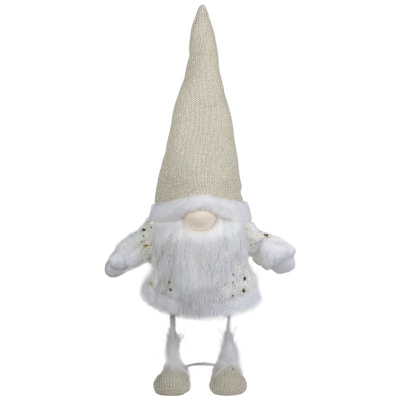 Décoration de table gnome de Noël 17 po ivoire et or