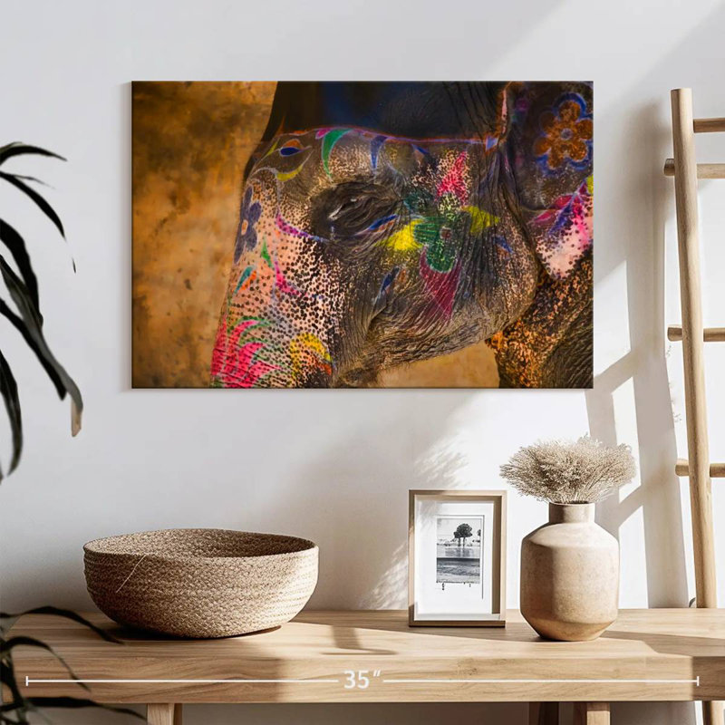 Brampt Painted Elephant In Jaipur India, 32" H x 48" W