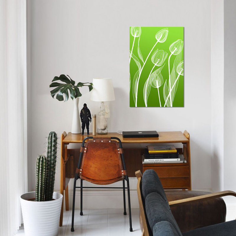 « floral iv », impression sur toile, H 40 po x l 26 po x P 1,5 po, Toile tendue, Pas de tapis