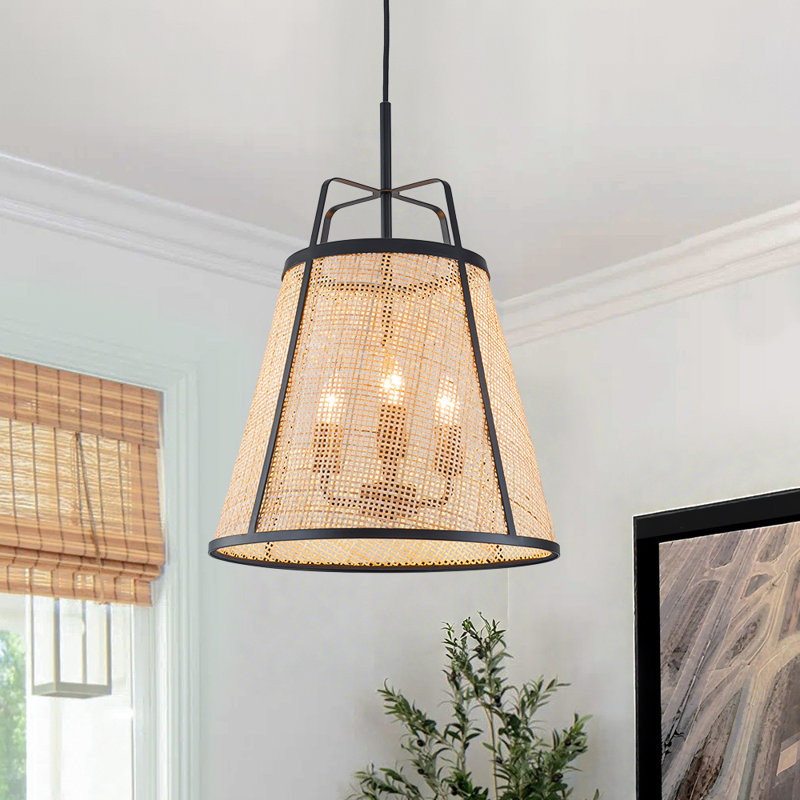 3-Light Airy Woven Cone Pendant, 23.6" H x 16.1" W x 16.1" D