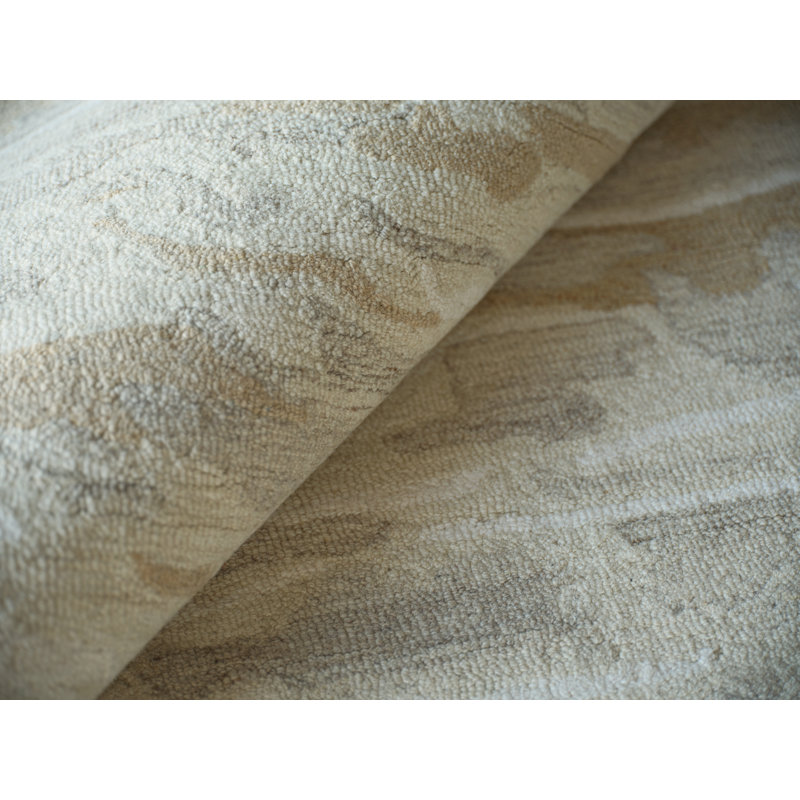 Cortero Hand Tufted Wool Abstract Area Rug, Rectangle 9' x 12', Gold/Ivory