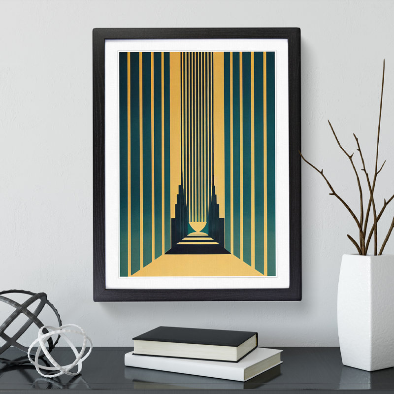 Art Deco Architecture No.1 Skyscraper - Single Picture Frame Print, 64cm H x 46cm W x 2cm D, Black Framed