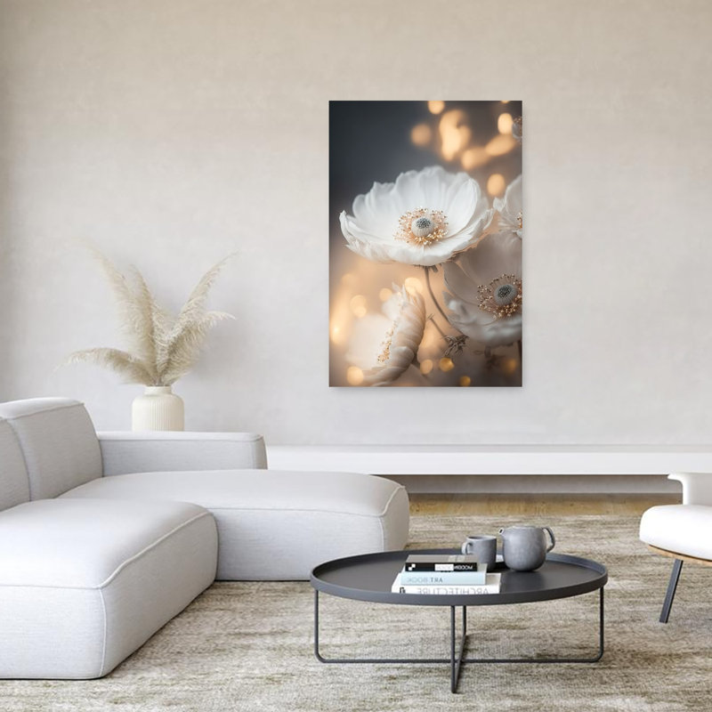 Fleurs éthérées - Affiche murale contemporaine, H 60 po x l 40 po