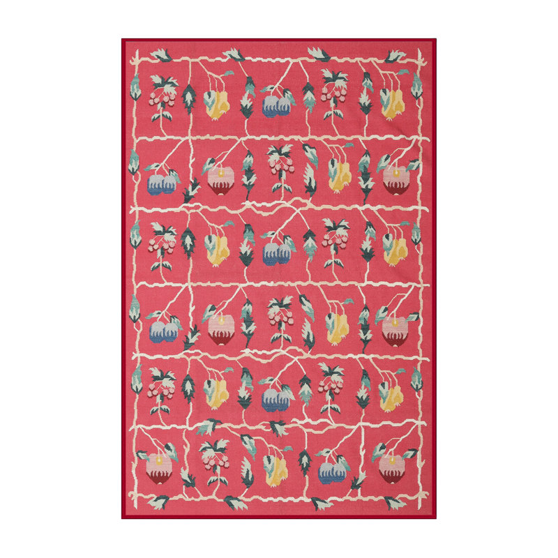Tapis contemporain rouge / jaune / bleu, Rectangle 8 pi 0 po x 10 pi 0 po