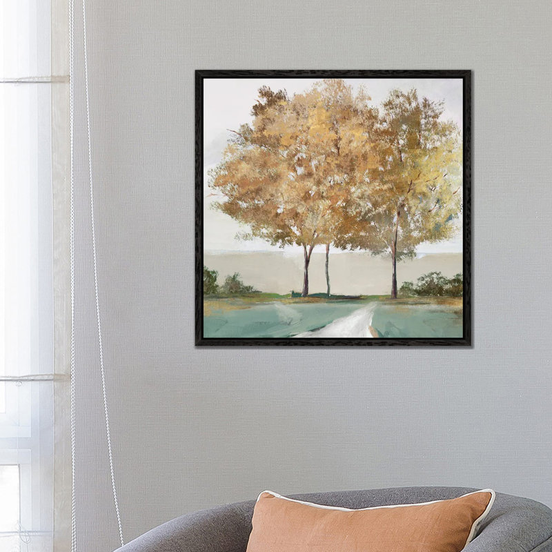 Golden Forest Shimmer by Isabelle Z - Painting on Canvas, Black Framed, 66.04 cm H x 66.04 cm W