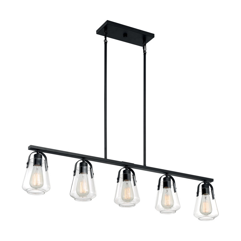 Luminaire suspendu pour îlot de cuisine 5 lumières Powers, Noir mat