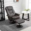 Fauteuil inclinable et repose-pieds avec base enveloppée, fauteuil inclinable pivotant en cuir de polyuréthane avec repose-pieds pour le salon, la chambre à coucher et le bureau personnel
