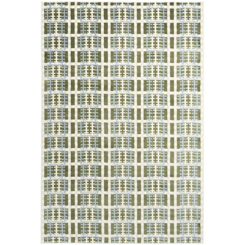 James Blue Green Modern Indoor Rug, Rectangle 5' x 7'