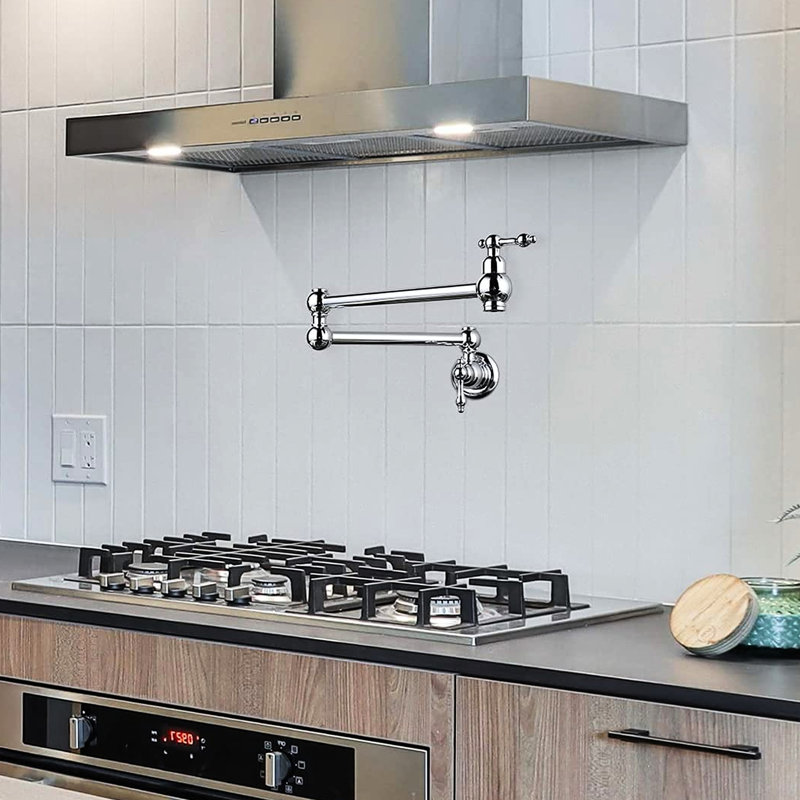 Robinet remplisseur de pot mural, bras articulés à double articulation, grattoir, rouille, laiton 100% pour une fonction facile et grattoir, luminaire de cuisine rouille