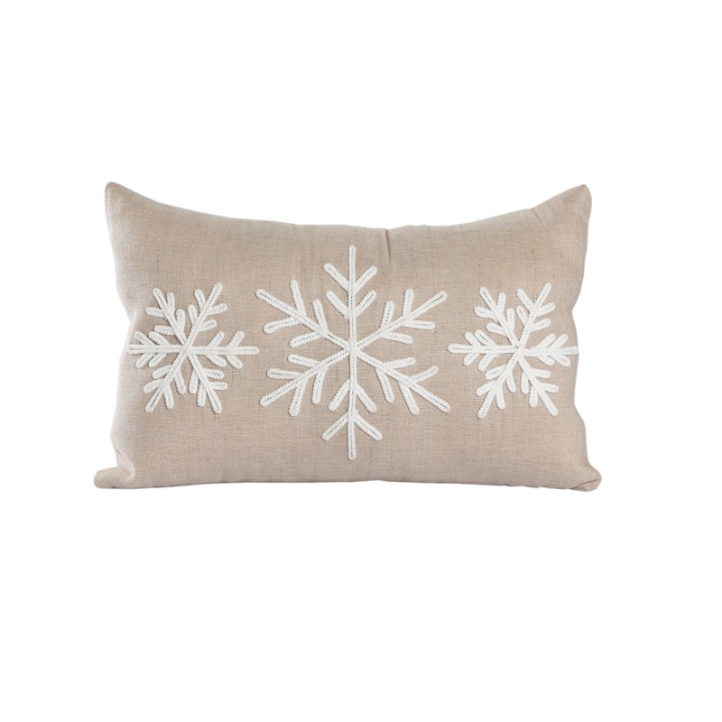 22" Natural Snowflake Lumbar Pillow