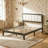 Full Size Bed Frame with Upholstered Linen Headboard