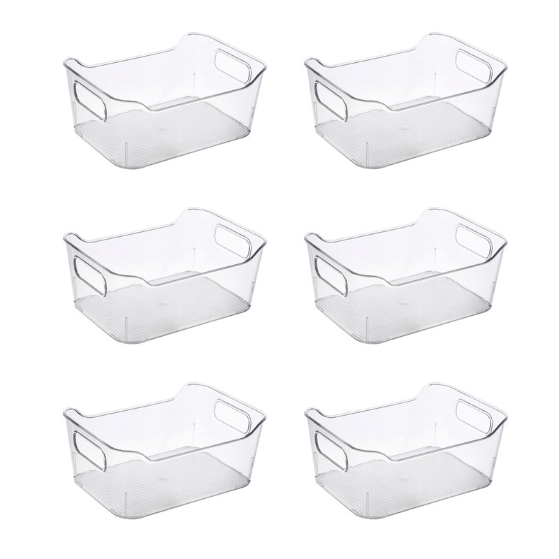 Ezystorage  Medium Rectangle Clear Fridge, Kitchen & Pantry Stackable Storage Bin With Handle