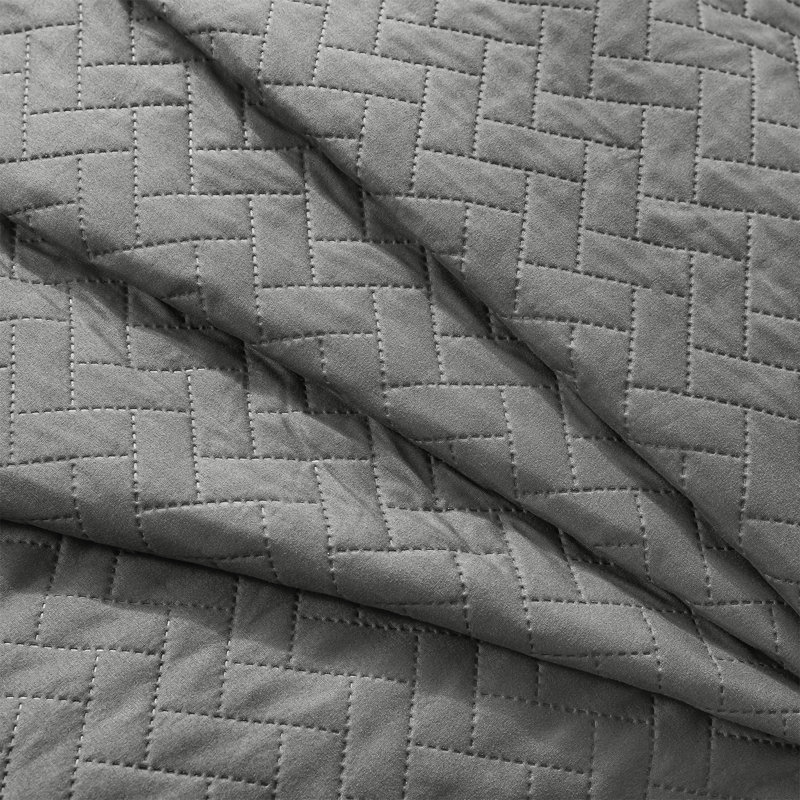 Ensemble de courtepointe réversible en microfibre 3 pièces , Courtepointe grand + 2 couvre-oreillers standard, Gris/vert