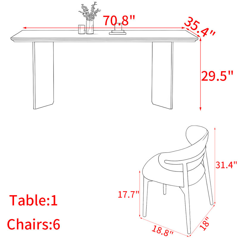 Modern simple solid wood table set., 7