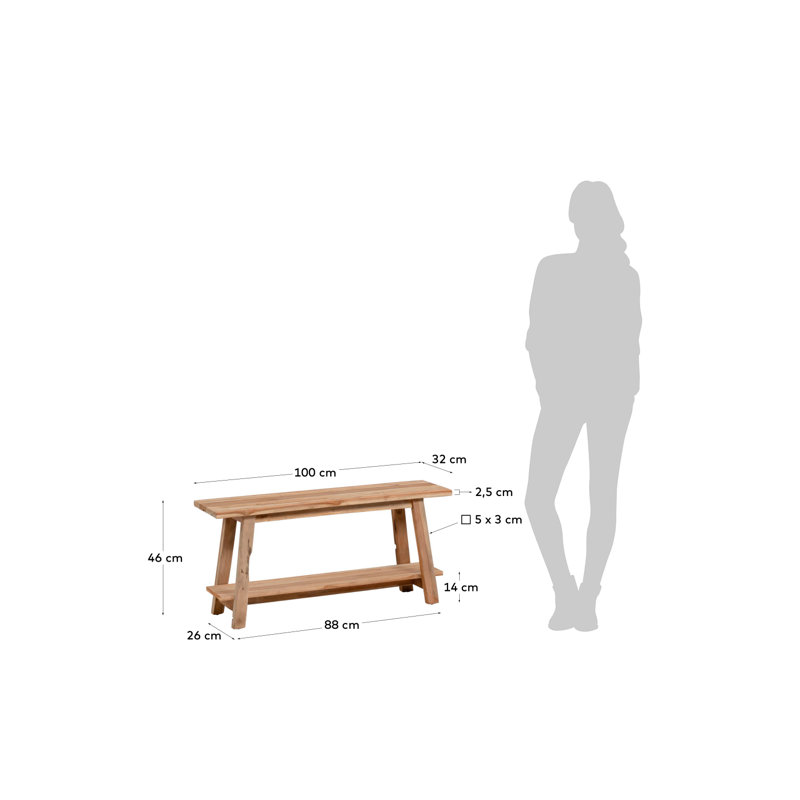 Safara Solid Wood Storage Bench, 22" H x 39" W x 13" D