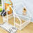 Wood House-Shaped Floor Bed With Fence-1307813707-1307813710