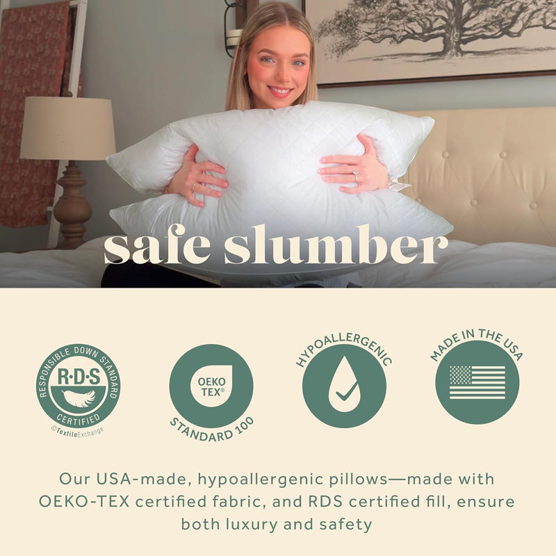 Comfydown Premium Feather And Down Comfyplush Supportive Bed Pillow For Sleeping, Luxury Diamond Quilted Cotton Cover 