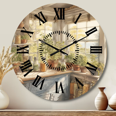 Old Farmhouse Kitchen I - Kitchen Black Face Wall Clock