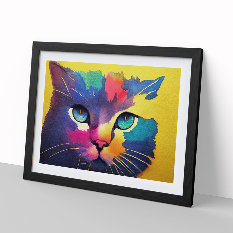 Colourful Cat Vol.3 - Framed Print, Black, 25cm H x 34cm W x 2cm D