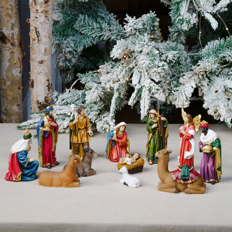 Crèche de Noël en résine 6 po, Grey