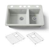 Riverby 33" Enameled Cast Iron Undermount Double Basin Kitchen Sink