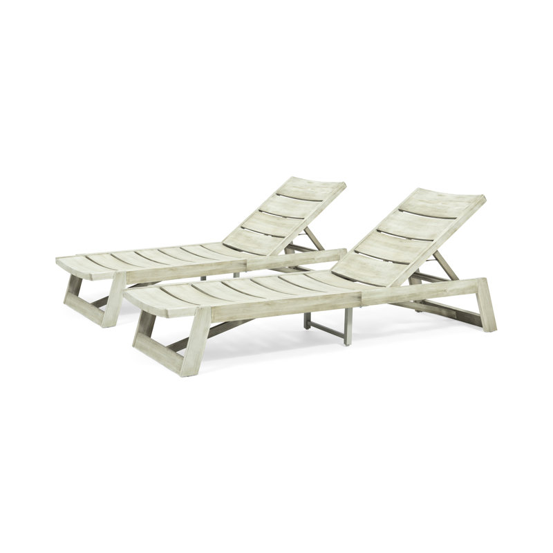 Wood Chaise Lounge In Grey With Adjustable And Metal Decor  2 2 Grey, Produced, Gray