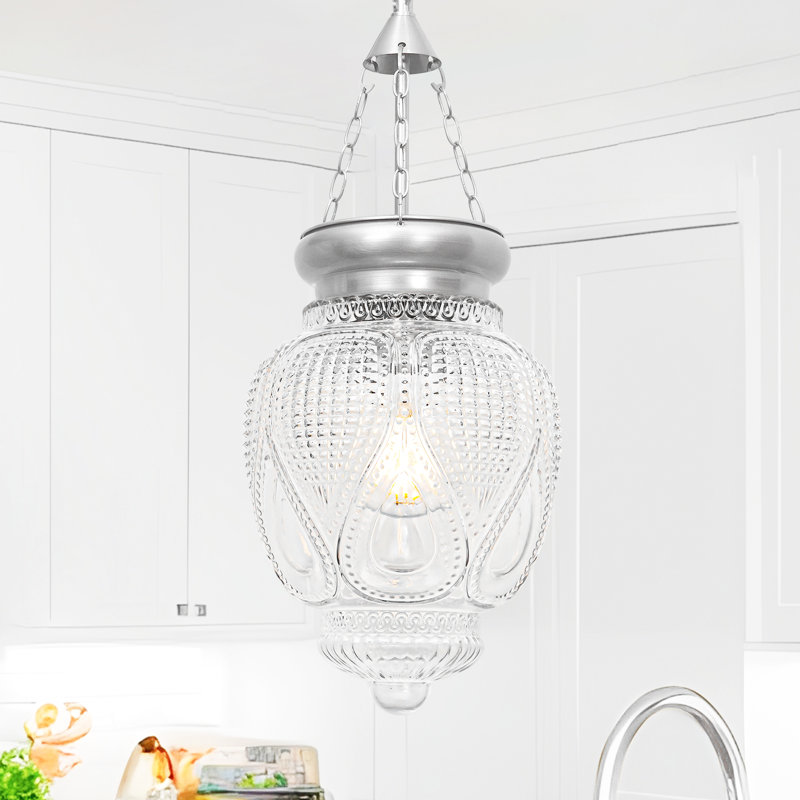 Luminaire suspendu moderne en verre, Nickel brossé