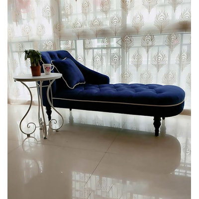 Chaise longue de style campagnard américain en bois massif et velours pour chambre et salon