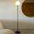 Luna Industrial Modern LED Floor Lamp with Glass Round Globe Shade-1750880908