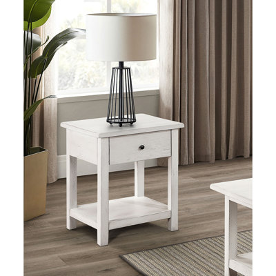 Table de bout en bois vieilli avec 1 tiroir Castleton