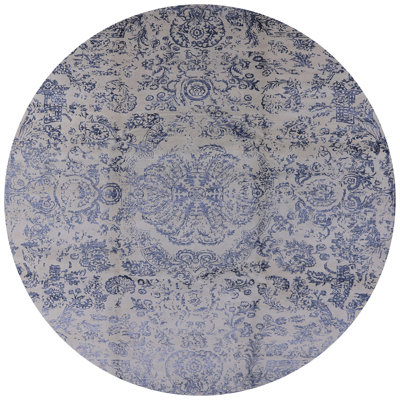 Tapis gris / bleu à motif floral Hurtt