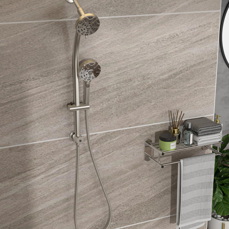 8-function hand shower, adjustable slide bar, Brushed Nickel