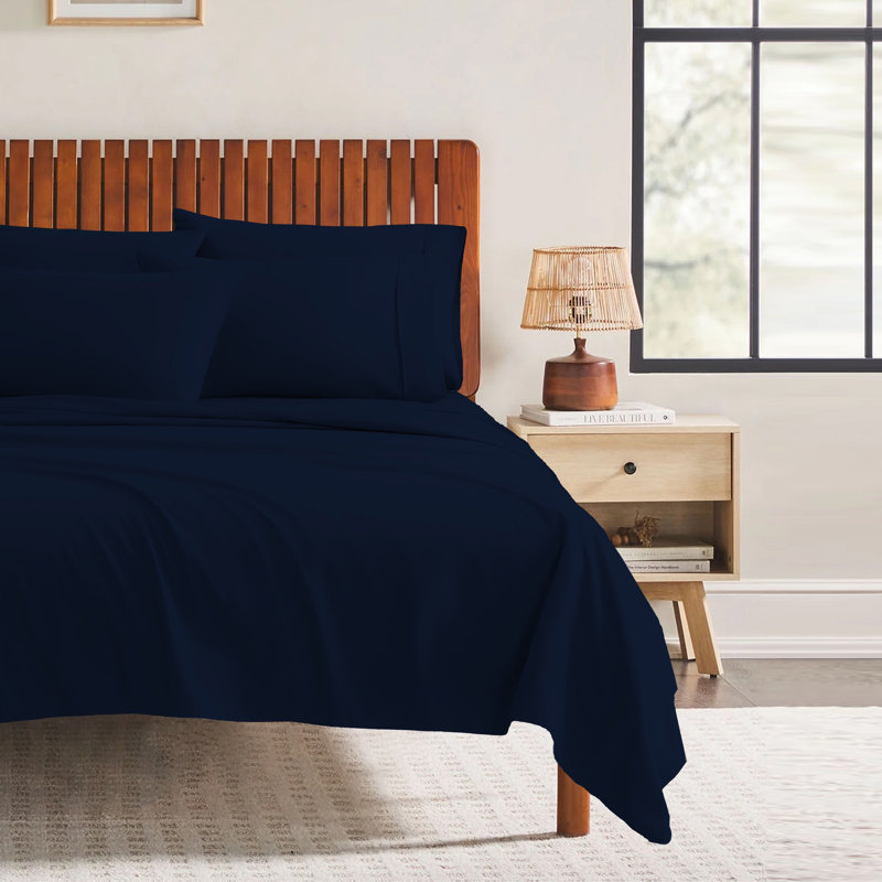 Ensemble de draps 4 pièces Paarizaat 8000 Series, Encre, Ensemble de draps pour très grand lit avec 3 piè