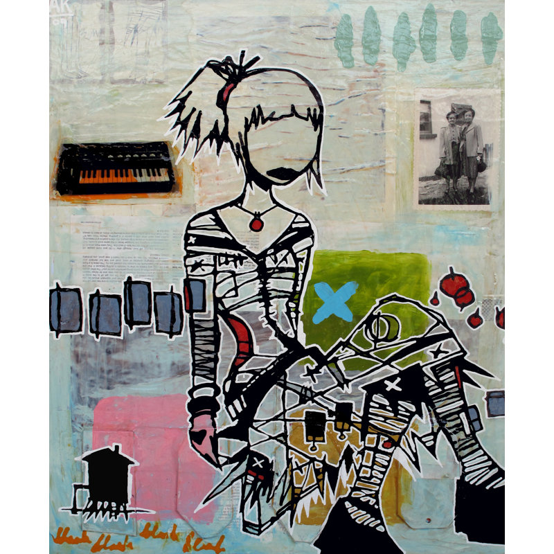 Walking Under Bridges Print by Aaron Kraten, 30" H x 30" W x 1.5" D, Knife Gel