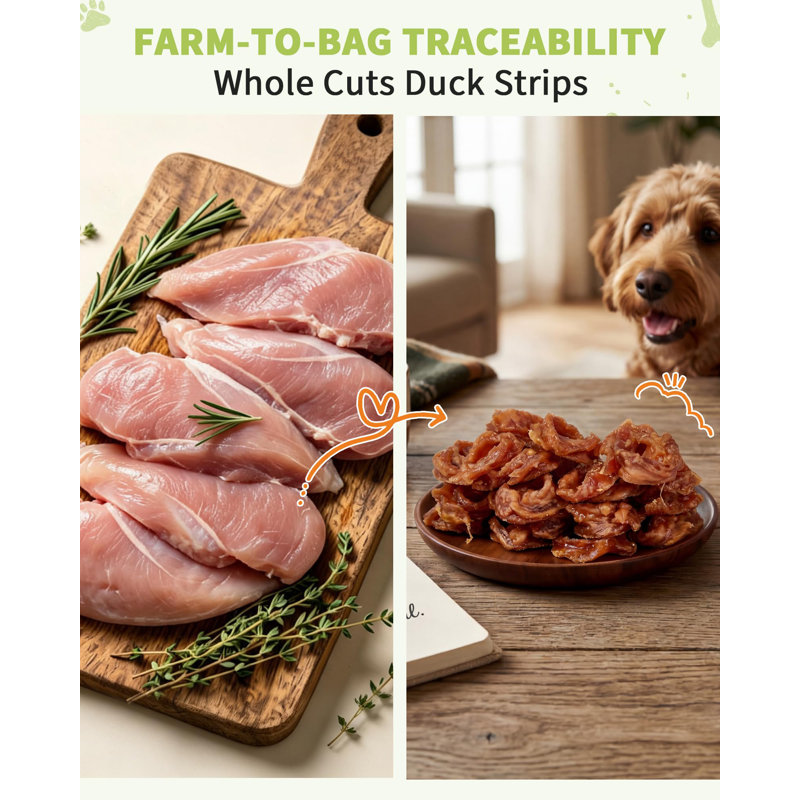 Duck Jerky Dog Treats, Duck Jerky Chews en forme d'anneau - Snack de formation et de récompense de tous les jours - Pour petits, moyens et grands chiens - 12,5 oz - Spécifications: anneaux de canard
