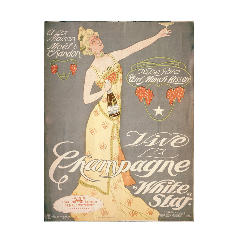 Toile du 19e siècle, "Inconnu, Maison Moet et Chandon", H 19 po x l 14 po