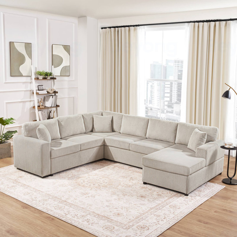 Canapé modulaire surdimensionné en U avec méridienne et coussins décoratifs moelleux, parfait pour les salons confortables et élégants
