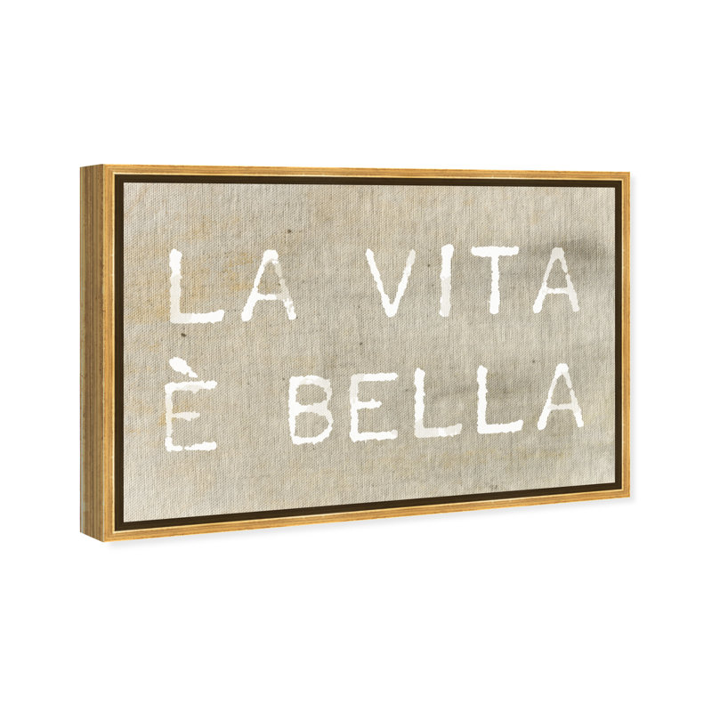 «Life is Beautiful Typographie and Quotes», reproduction d'art textuel sur toile, H 36 po x l 24 po, Cadre doré