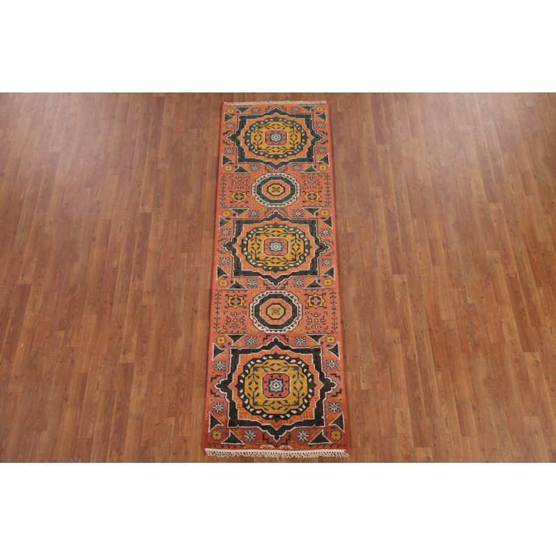 Tapis de couloir géométrique en laine 3x8