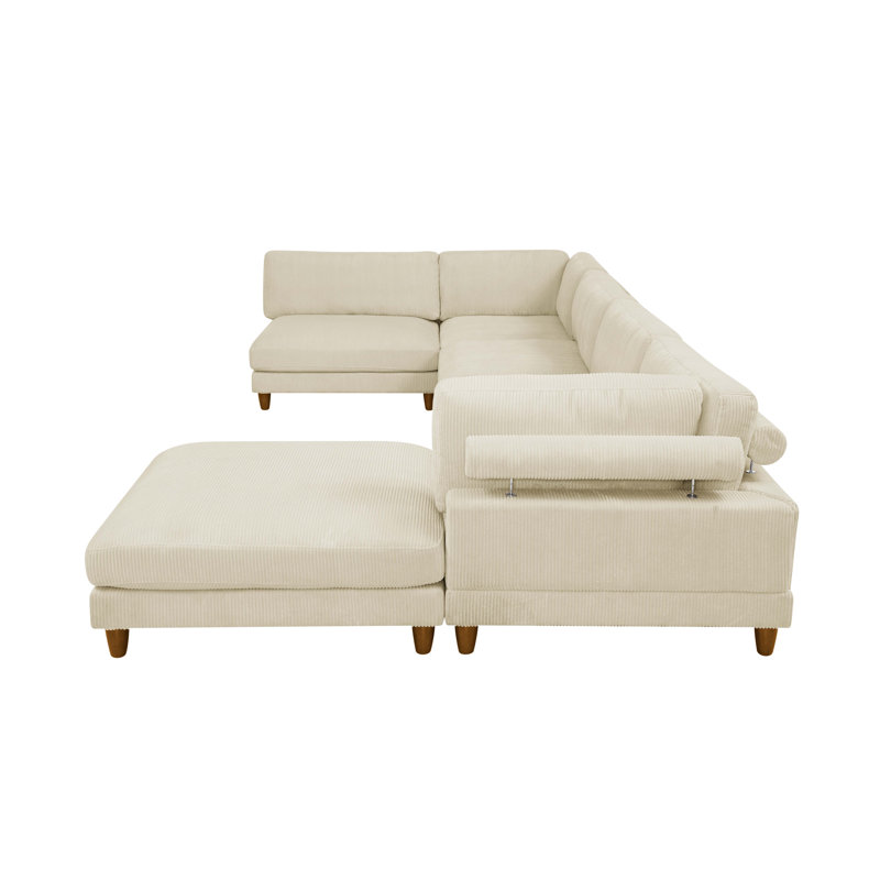 Espinosa Modular Sectional, Cream Corduroy