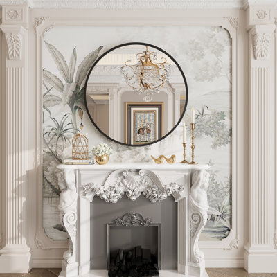 Amara Tempered Glass and Aluminum Alloy Framed French Cleat Mounted Wall Mirror