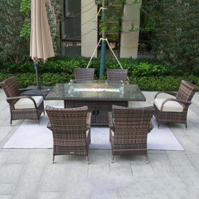 6 - Person Rectangular Outdoor Dining Set With Cushions by Red Barrel Studio