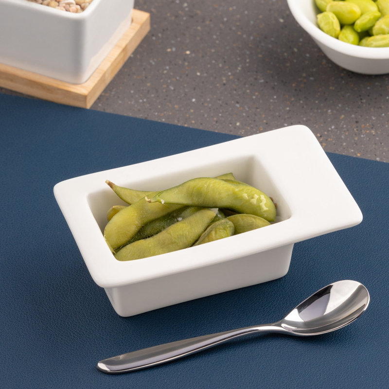 MINIATURE Bol profond rectangulaire en porcelaine de qualité supérieure avec rebord, 2,71 oz | Va au micro-ondes et au lave-vaisselle