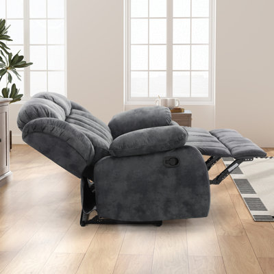62.1" W Microfiber Upholstered Manual Reclining Loveseat with Metal Legs
