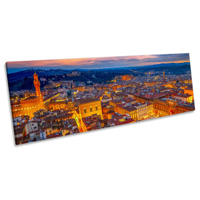 Florence Italy Skyline Night by Unknow - Wrapped Canvas Panoramic Print