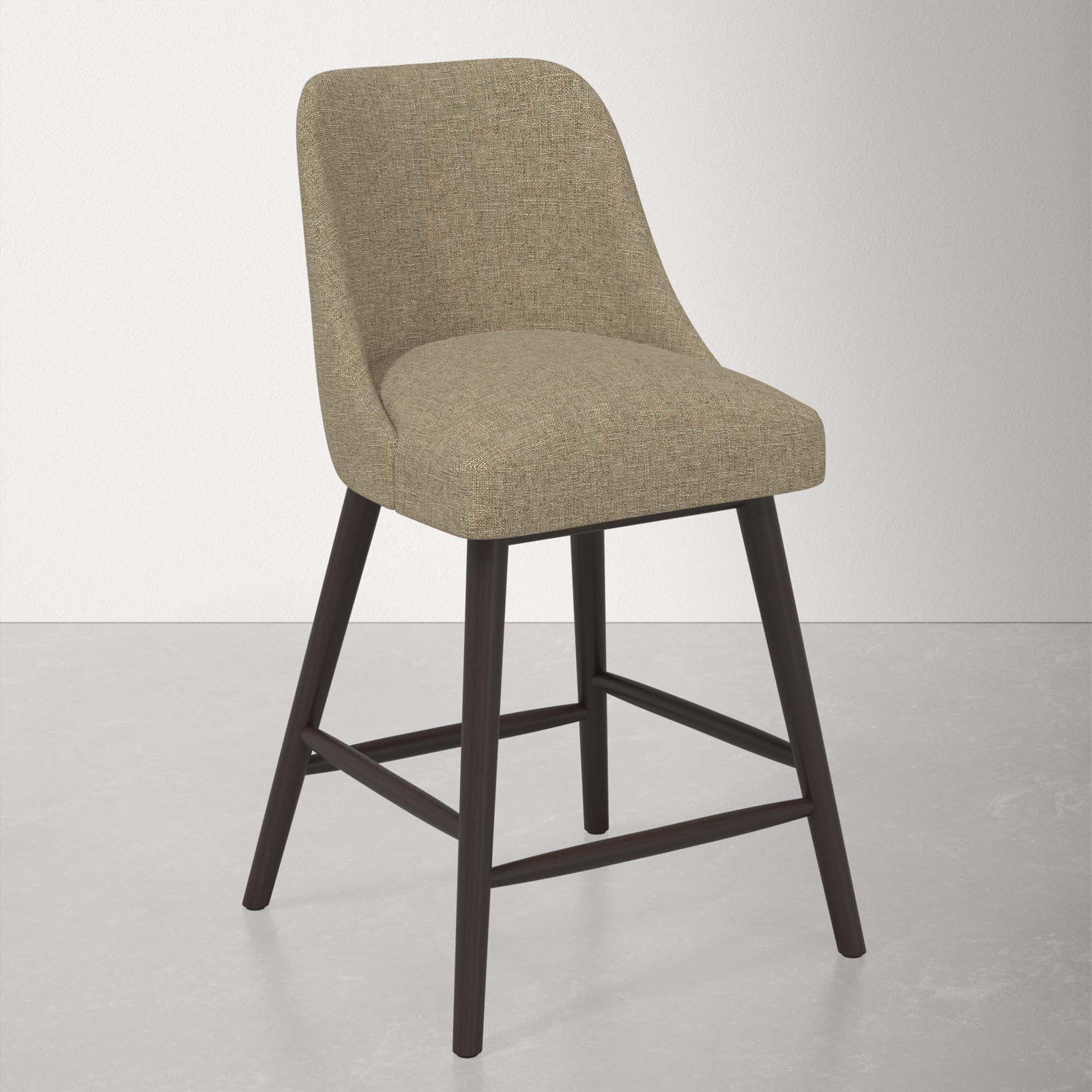 Gallie Stool, Espresso, Counter Stool (27" Seat Height), Zuma Natural Textured Linen