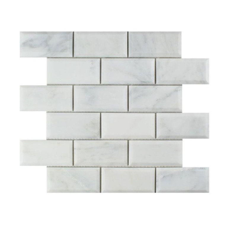 2" x 4" Marble Brick Joint Mosaic Wall & Floor Tile, Honed Oriental White