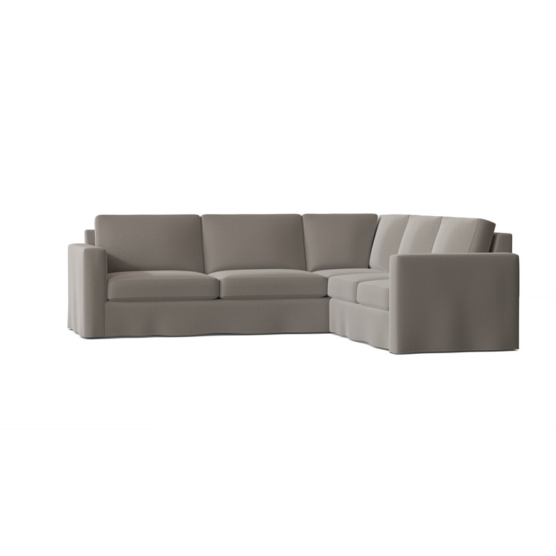 Canapé modulaire de coin large 108 po Bewley, Velours Bella Dove Performance, Accoudoir à droite (vu de face), Noyer
